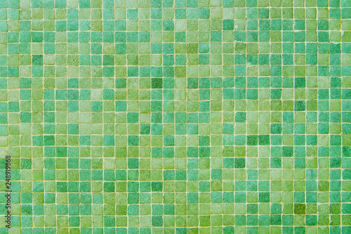 Yellow and green mosaic wall background texture