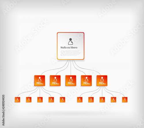 Organization chart template with colorful circles and place for your text.