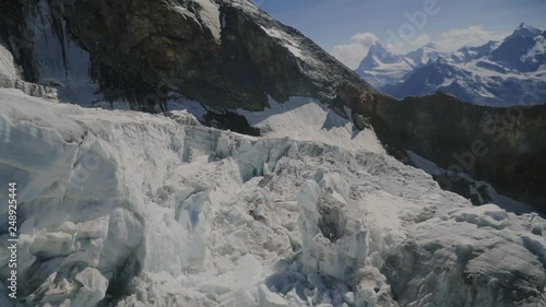 Helicopter shot of the Glacier in Zermatt, Switzerland photo