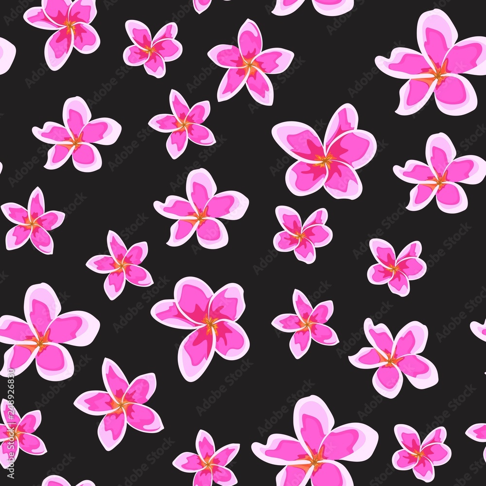 Poster Seamless dark pink background with floral pattern 