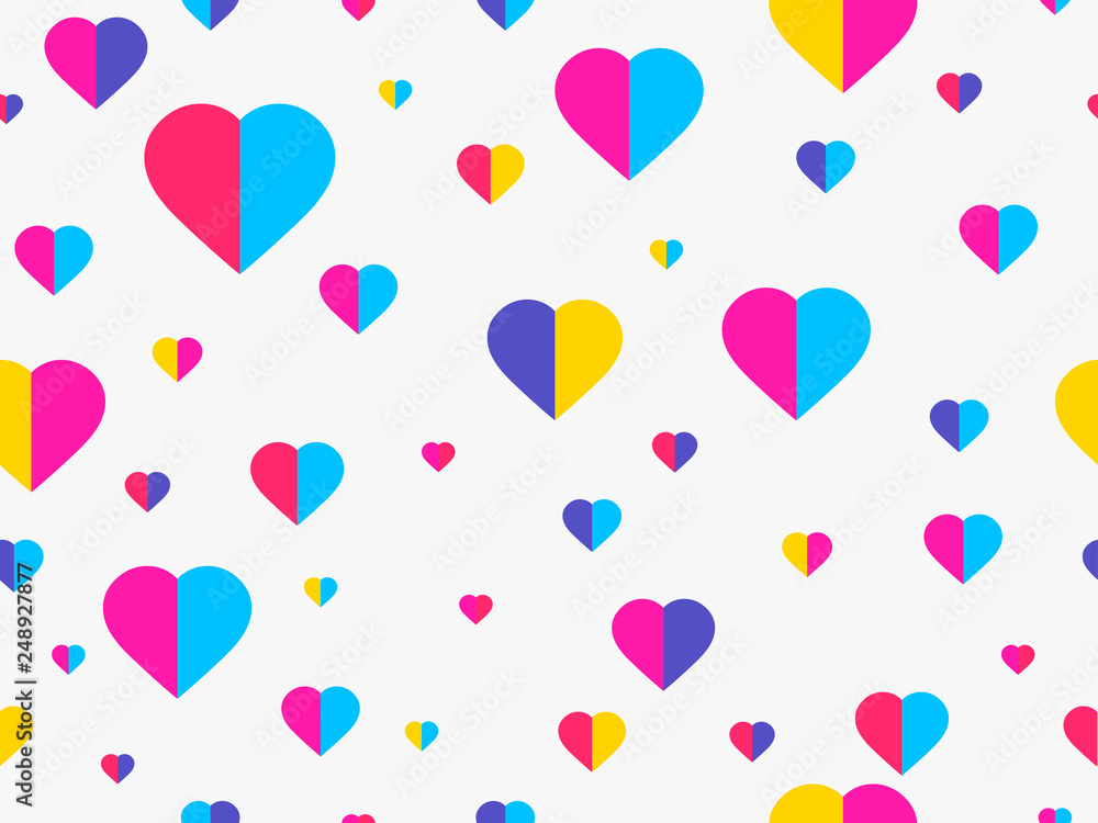 Hearts seamless pattern. Happy Valentine's day, 14th of February. Vector illustration