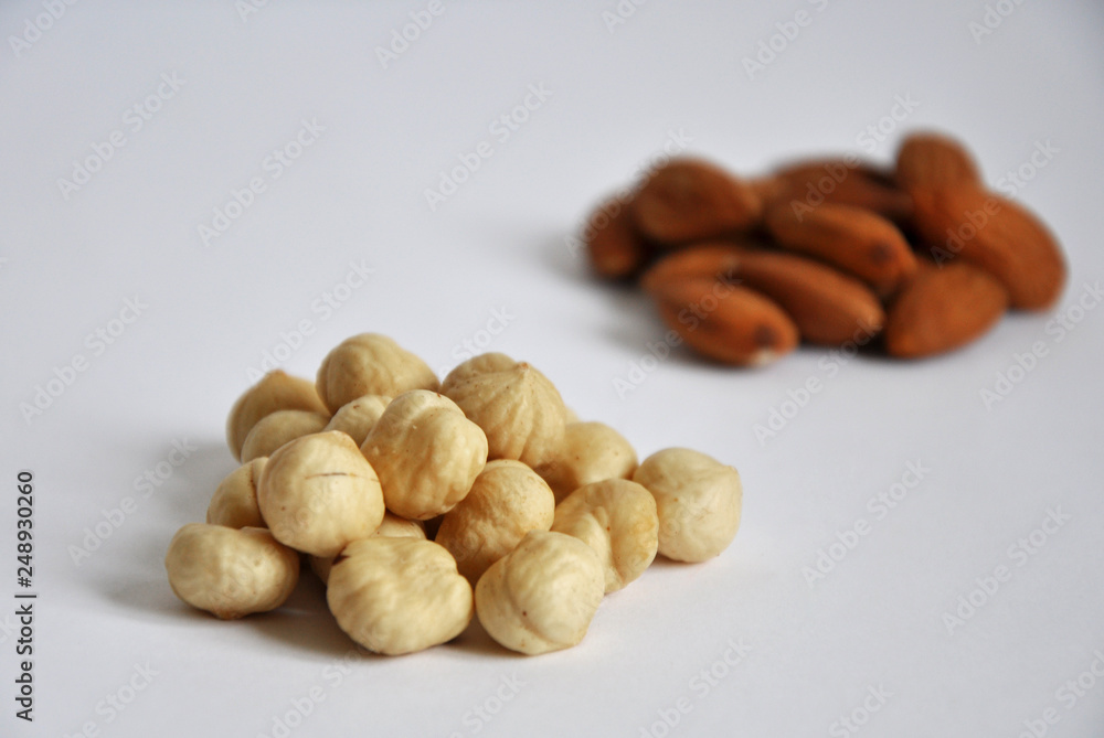 heap of mixed nuts isolated on white background