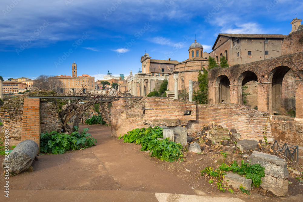 Architecture of the Roman Forum in Rome, Italy