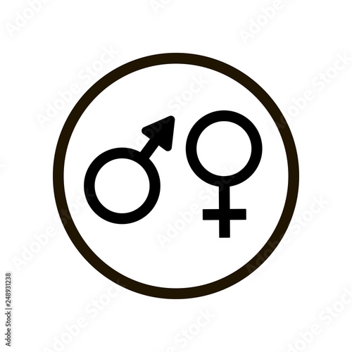 Toilet icon with male and female symbol isolated on white background.