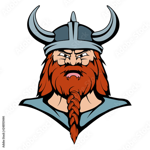 Viking Mascot Graphic, viking head suitable as logo for team mascot, viking warrior in combat helmet, vector graphic to design