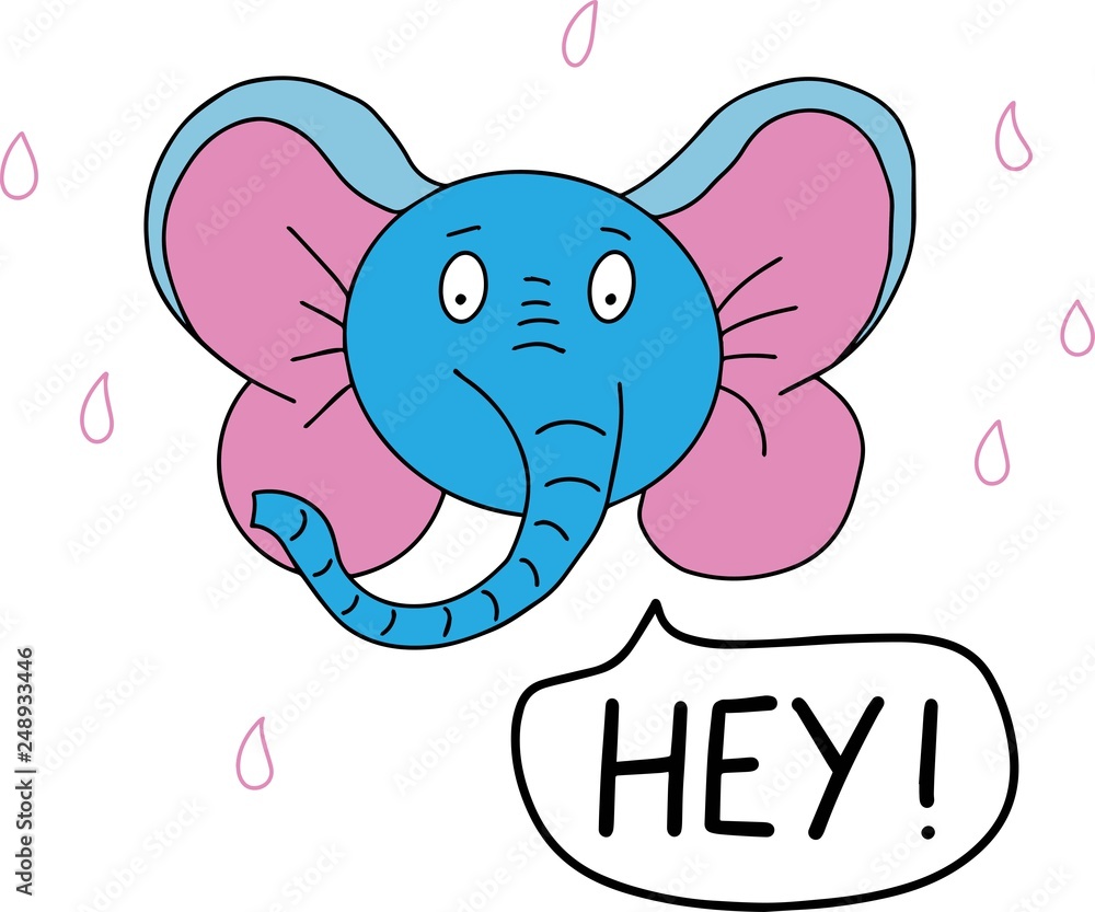 Vector illustration of funny cute animal print. This illustration presents the elephant Vector illustration of funny cute animal print. This illustration presents the elephant