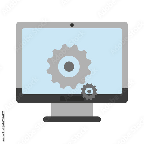 computer screen with gears