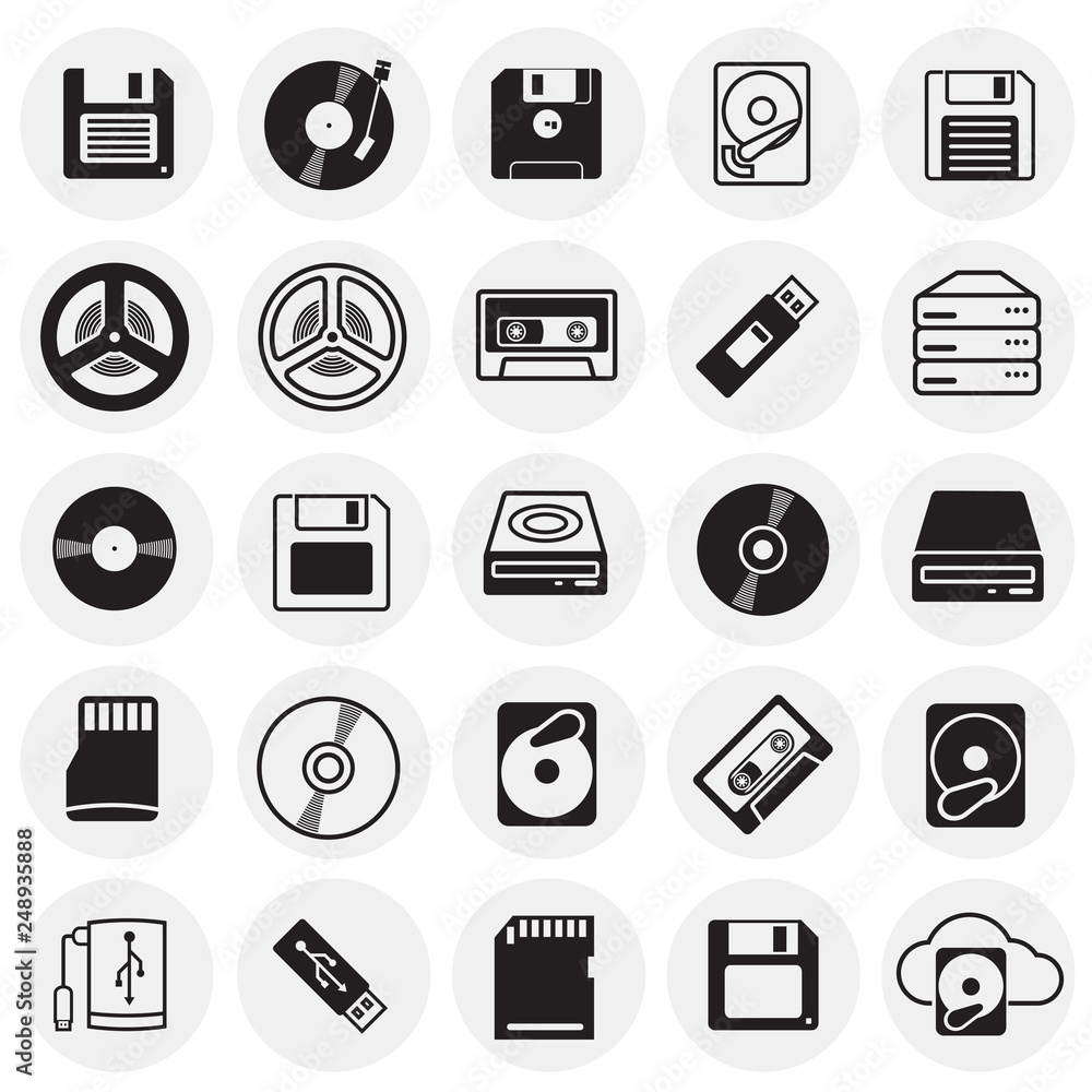 Data device icons set on circles background for graphic and web design, Modern simple vector sign. Internet concept. Trendy symbol for website design web button or mobile app Data device icons set on circles background for graphic and web design, Modern simple vector sign. Internet concept. Trendy symbol for website design web button or mobile app