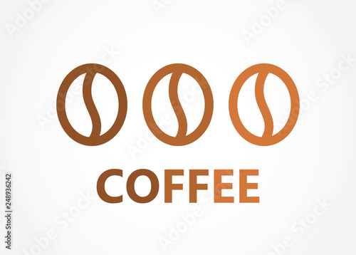 Three coffee beans line icons.