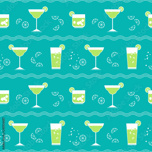 Flat cocktail party vector seamless pattern