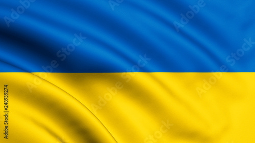 Photographie Ukraine flag blowing in the wind