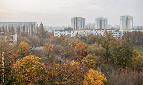 Postmodern buildings of a housing estate.