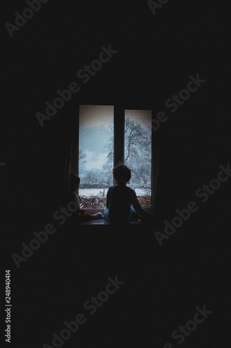 Boy looking into the winter