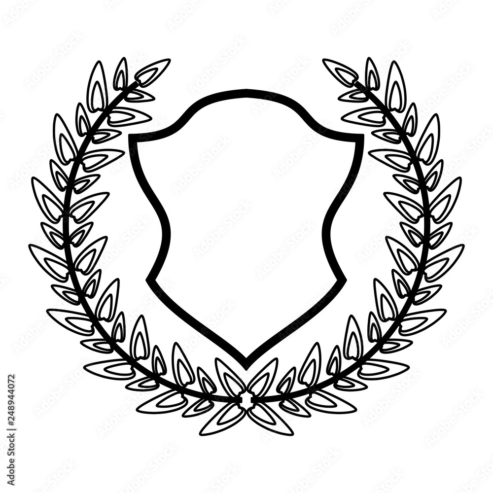 Badge emblem with wreath leaves black and white Badge emblem with wreath leaves black and white