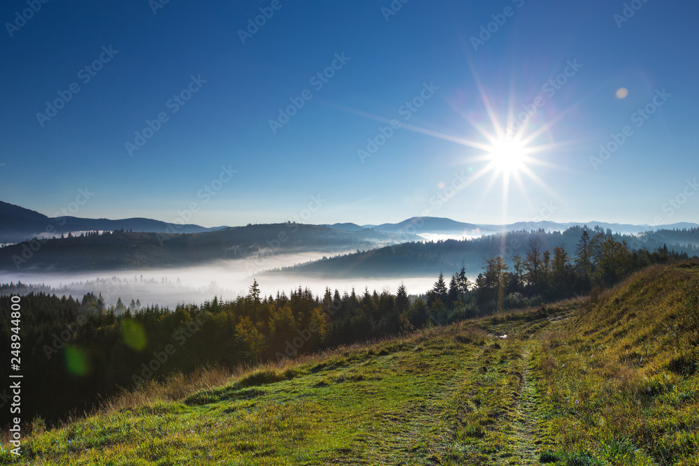 Carpathian mountain sunny landscape