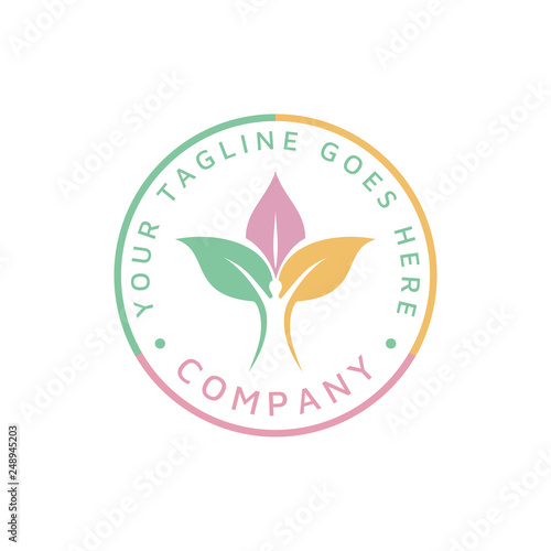 Human Plant Leaf for Fresh Organic Nature Healthy Life logo