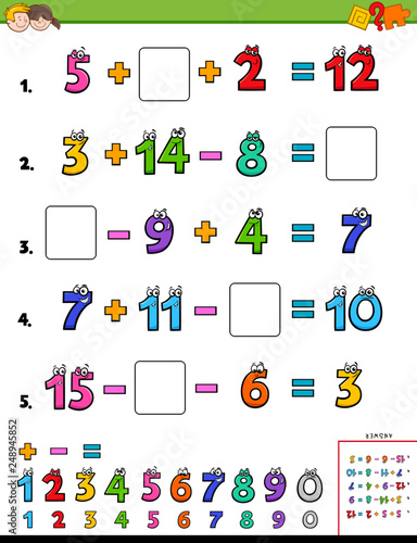 maths calculation educational page for children