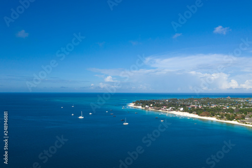 The beautiful tropical Island of Zanzibar aerial view. sea in Zanzibar beach  Tanzania.