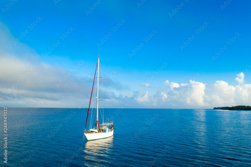 The beautiful tropical Island of Zanzibar aerial view. sea in Zanzibar beach, Tanzania.