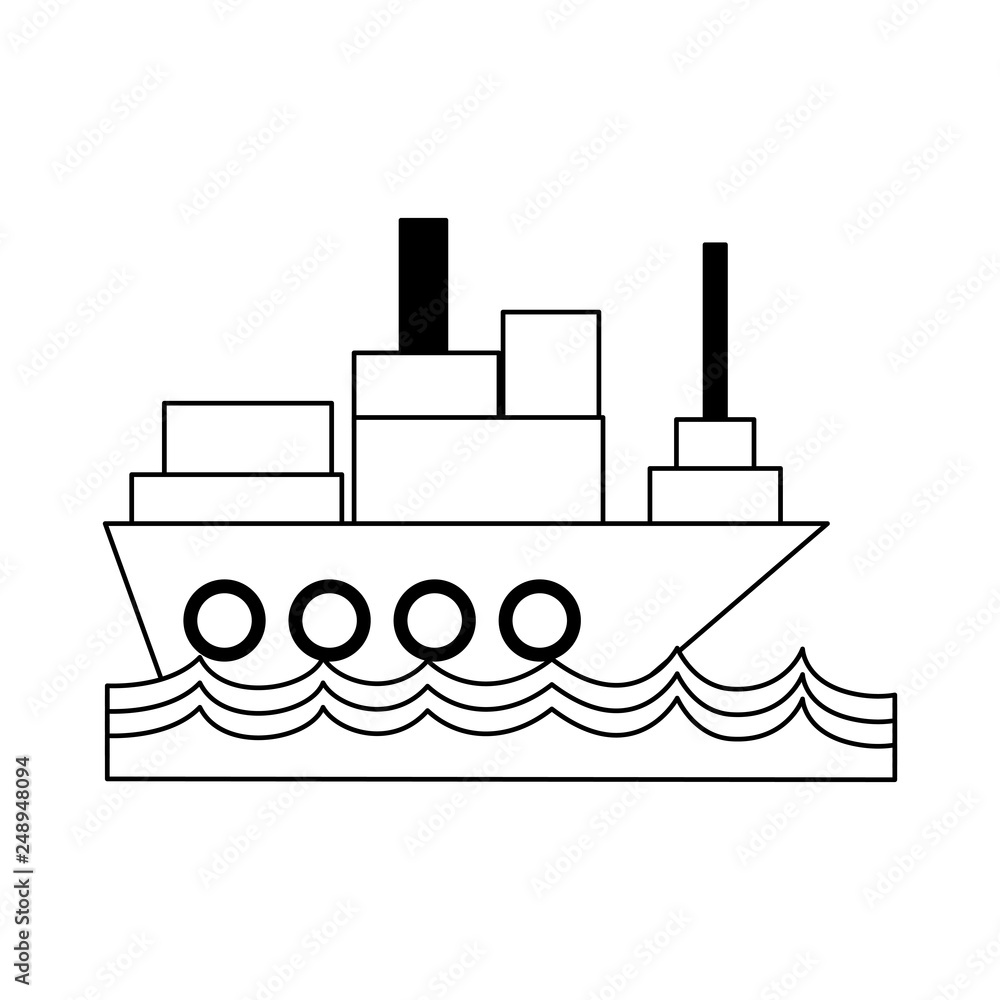 freighter ship with container in the sea black and white freighter ship with container in the sea black and white