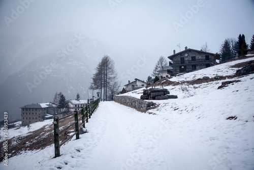 Village in the mountains in the area Valtournenche. Italy, the Alps