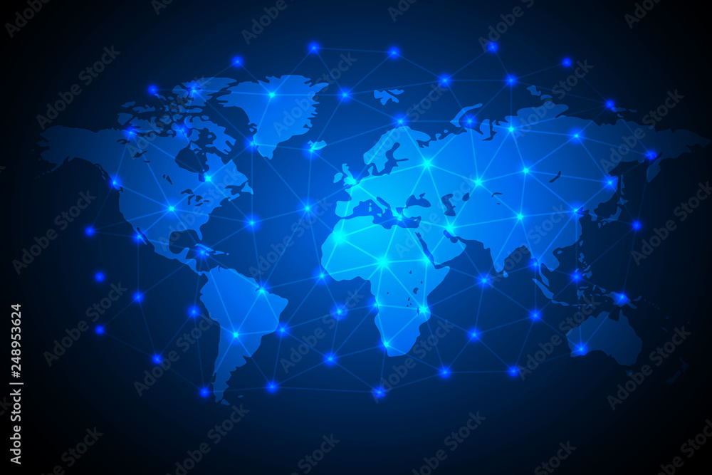 Global network connection background, vector