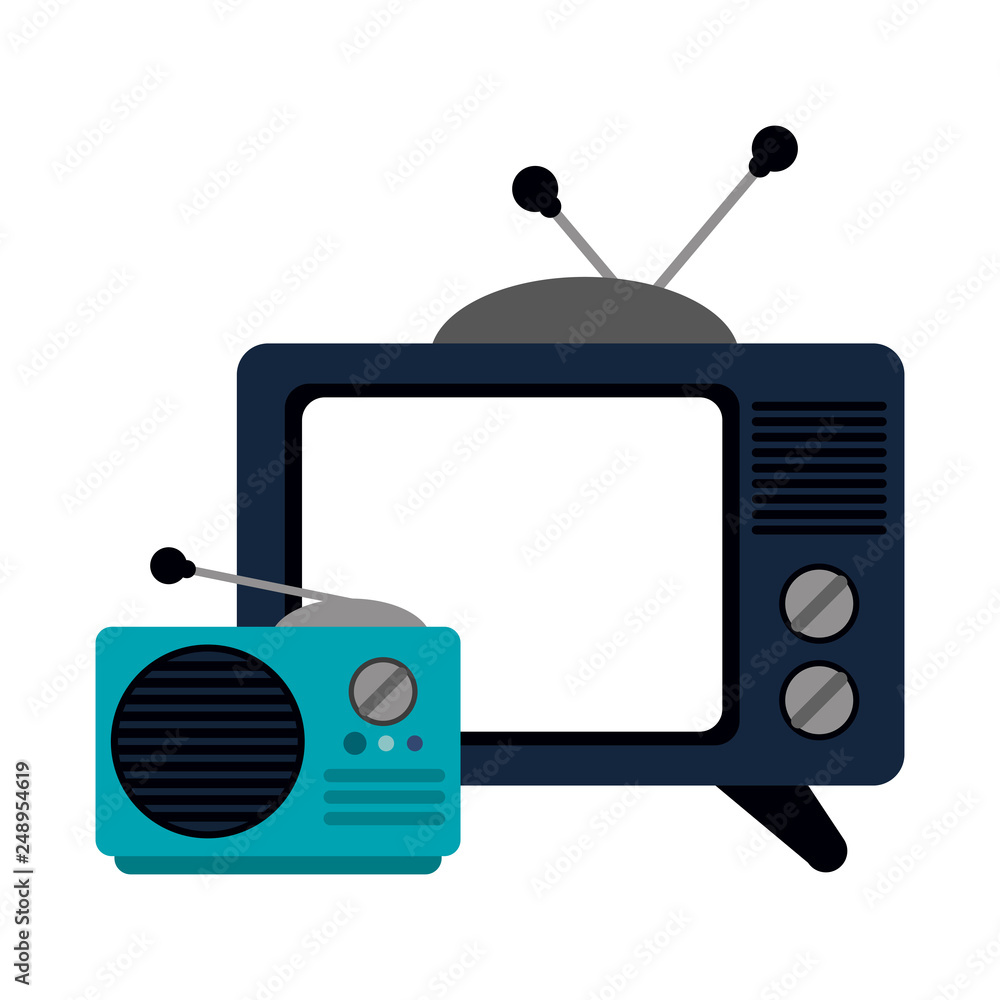 Obraz premium Old television and radio cartoons