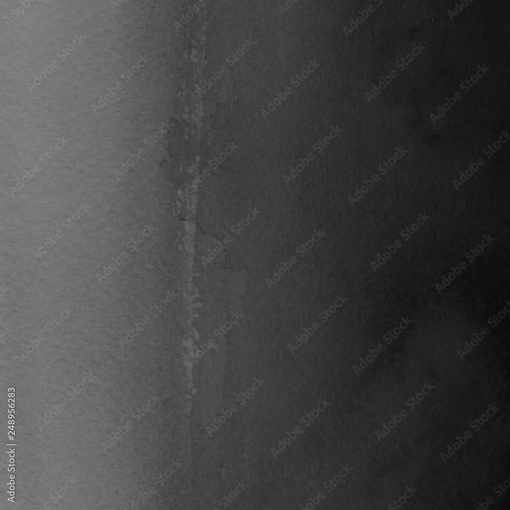 Fototapeta premium Black ink and watercolor textures on white paper background. Paint leaks and ombre effects. Hand painted abstract image. School blackboard.