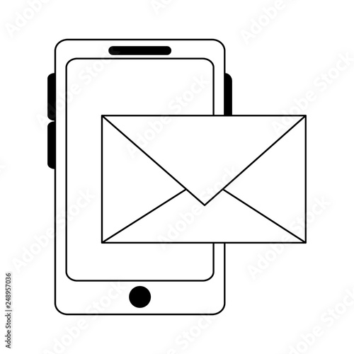 smartphone email sending in black and white