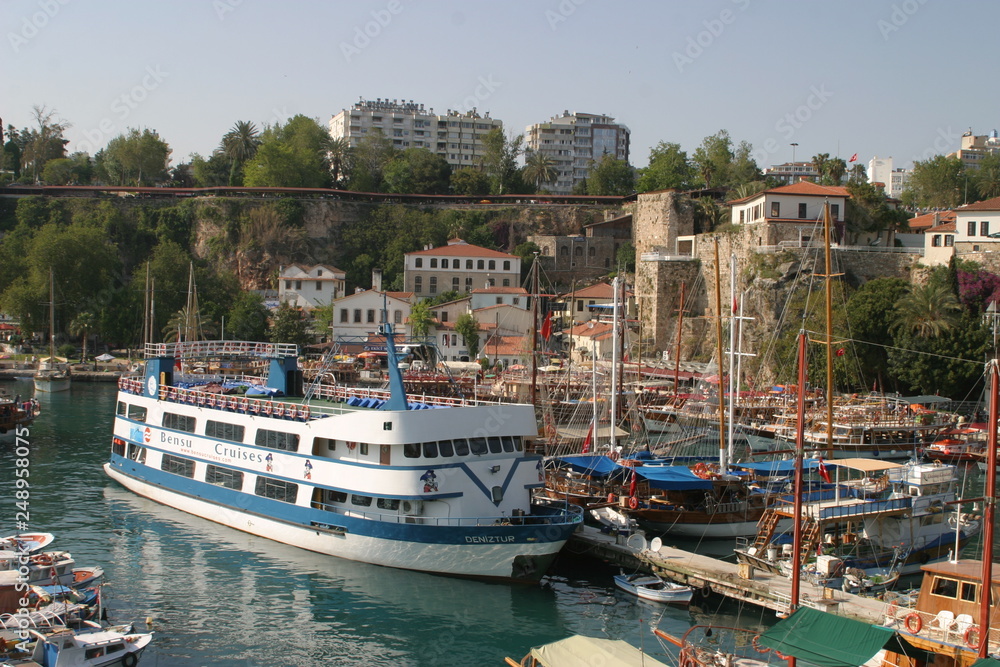 The harbour of Antalya's old town. Harbour District/ Antalya Marina. Turkey