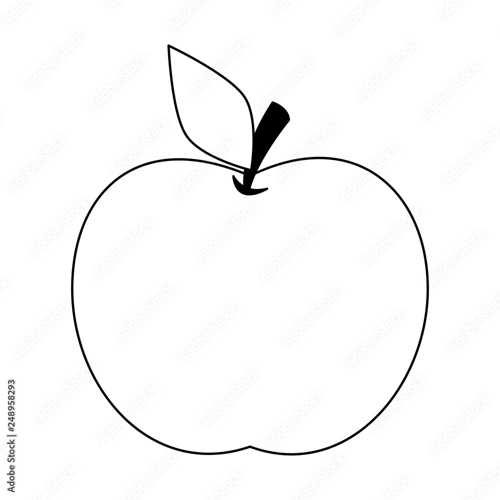 apple fruit cartoon isolated in black and white apple fruit cartoon isolated in black and white