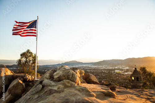 Mountain Top American Flag at Sunrise 31 photo