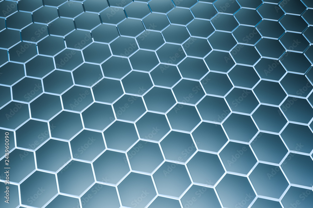 3d rendering, White hexagonal background