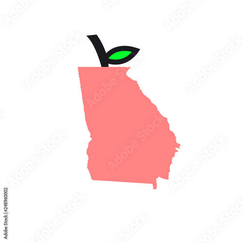Silhouette of Georgia Shape Isolated as a Peach Southern Lettering Words Typography 