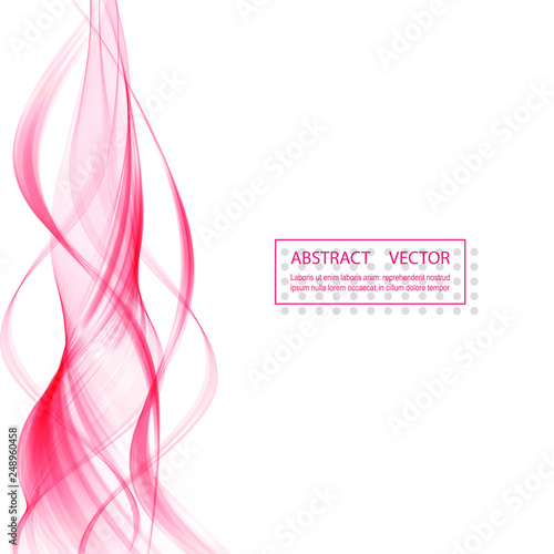 Abstract soft design pattern with pink wavy lines in elegant dynamic style on white background. Pink waves.