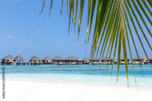 Fototapeta Naklejka Na Ścianę i Meble -  beach with water bungalows at maldivian island