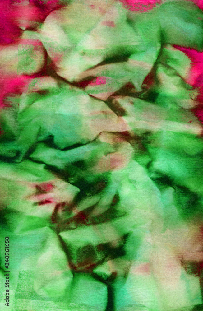 Fototapeta premium Hand painted abstract spotted red green textile background