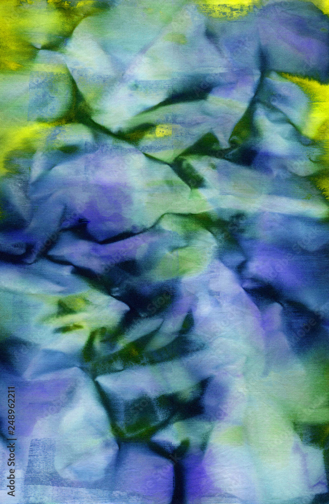 Obraz premium Hand painted abstract spotted green blue textile background