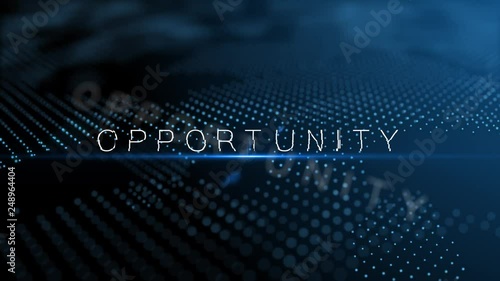 Opportunity modern intro text 3D animation with lens flare and depth of field focus blur