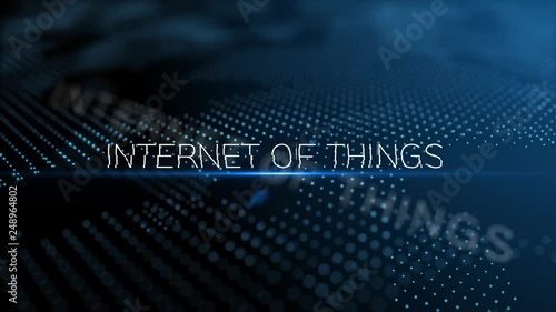 Internet of things modern intro 3D animation with lens flare and depth of field focus blur