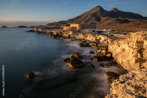 Landscape on the coast of Escullos. Natural Park of Cabo de Gata. Spain.