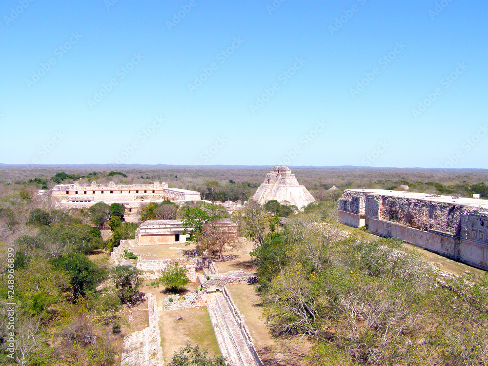 The Temple of Kukulcan at the Chichen Itza archaeological site, Mexico. Top view.