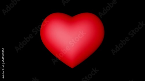 Red heart beating isolated on alpa channel, seamless looping