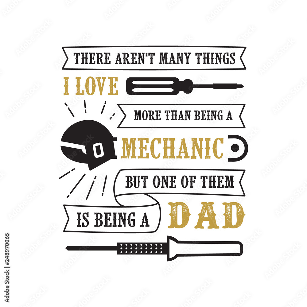 Plakat Dzień ojca Mówiąc i cytaty. Uwielbiam tatę mechanika, dobry do druku