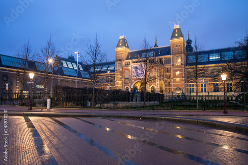 AMSTERDAM, NETHERLANDS - JANUARY 7, 2019: famous Rijksmuseum in Amsterdam, Netherlands