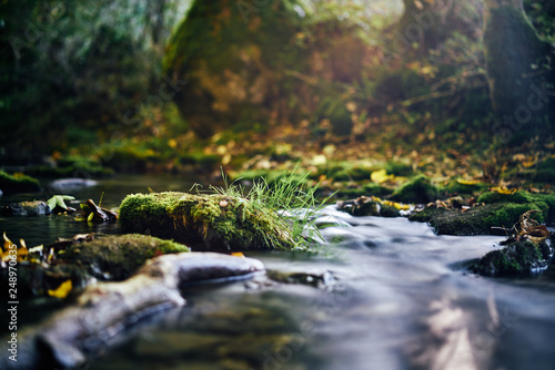 Photography Long exposure of a river creek with a small waterfall