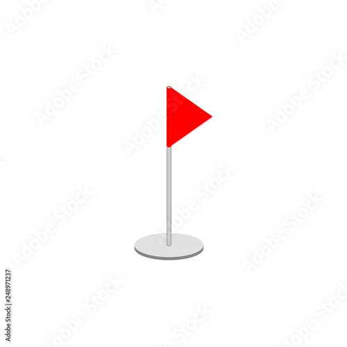 Icon red checkbox on white background on flagpole