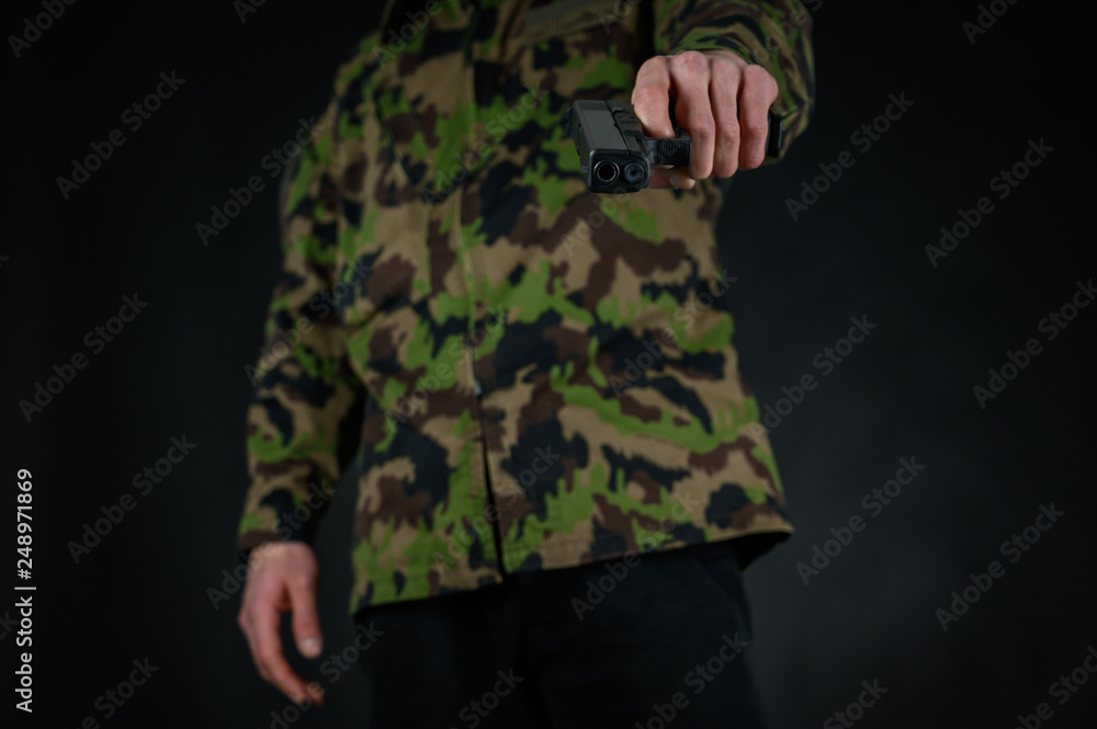 Soldier hold his gun Soldier hold his gun