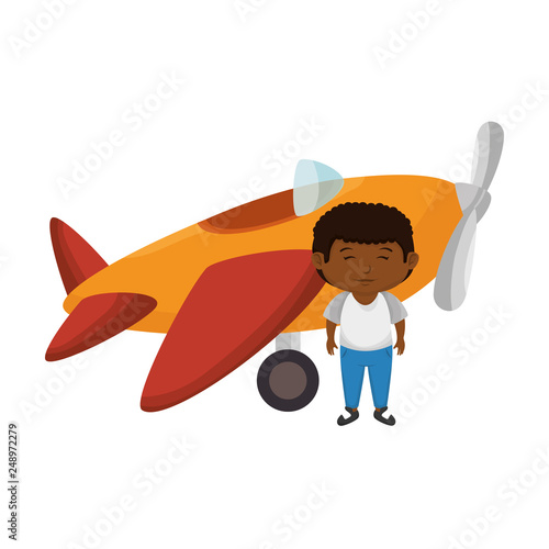 little black boy with airplane toy