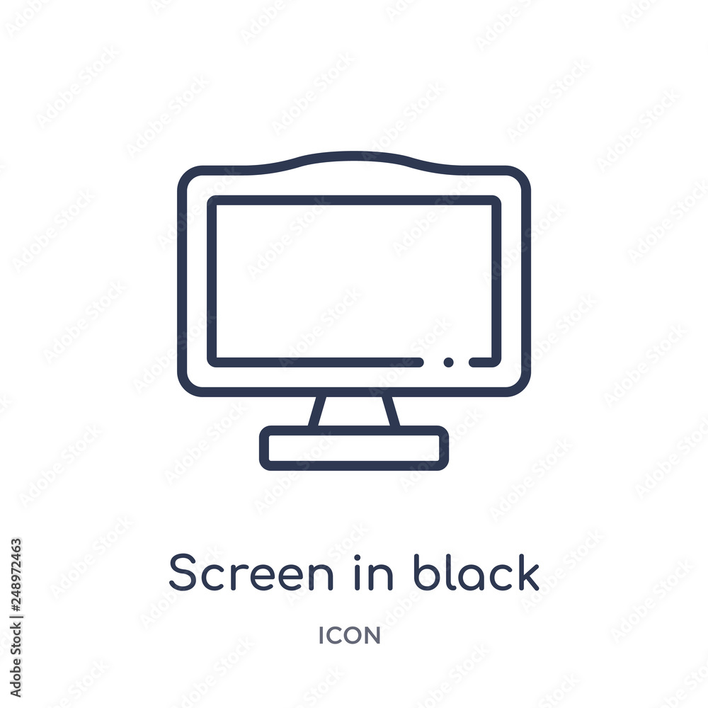 screen in black icon from tools and utensils outline collection. Thin line screen in black icon isolated on white background. screen in black icon from tools and utensils outline collection. Thin line screen in black icon isolated on white background.